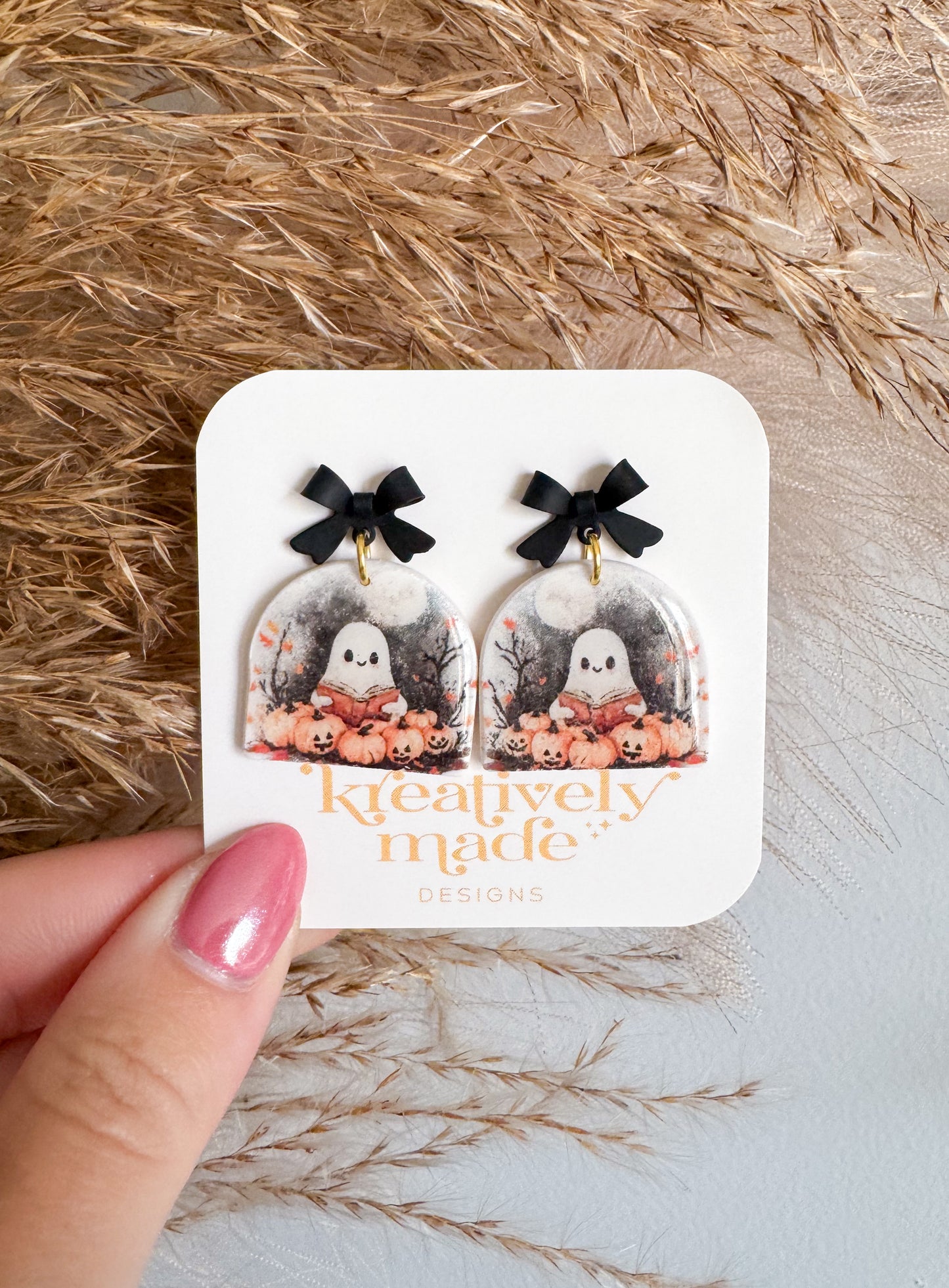 Pumpkin Field Ghost Dangles