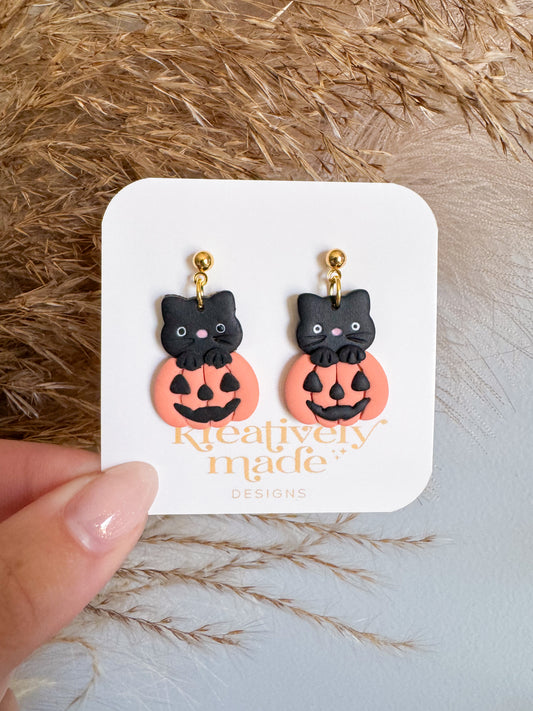 Pumpkin Cat Dangles
