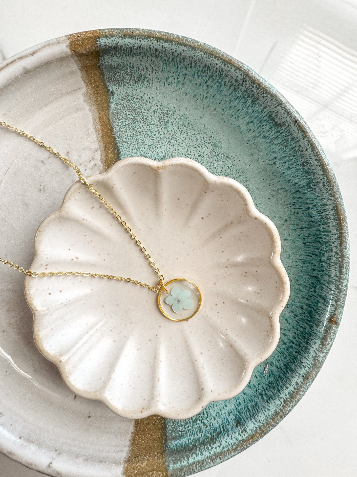 Light Blue Forget Me Not Necklace