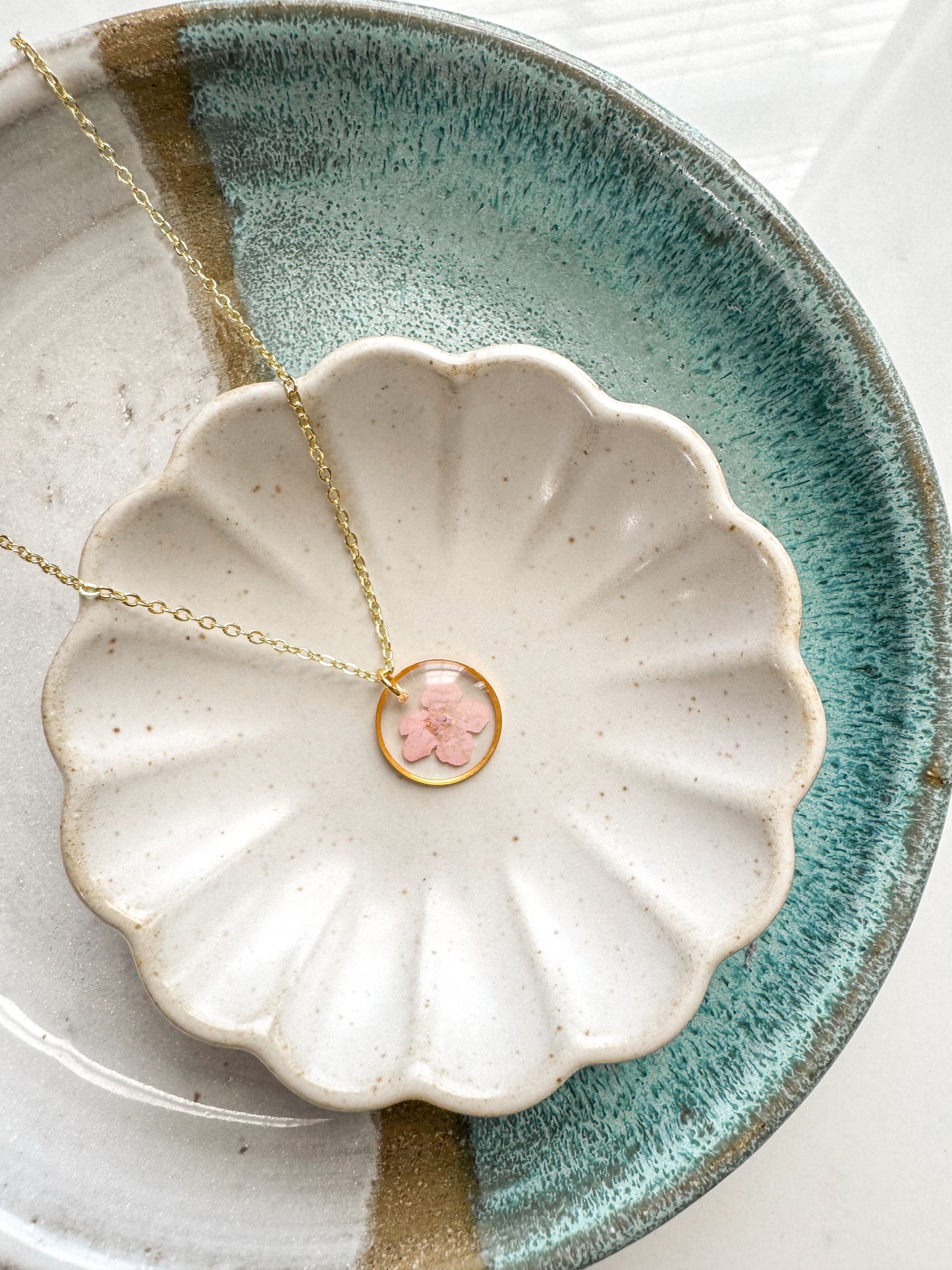 Pink Forget Me Not Necklace